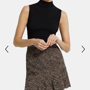 Theory Black and Brown Textured Mini Skirt